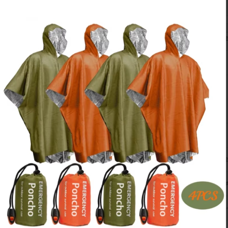 Portable Emergency Poncho 4‑Pi - Survival Blanket Reflective 评论和价格