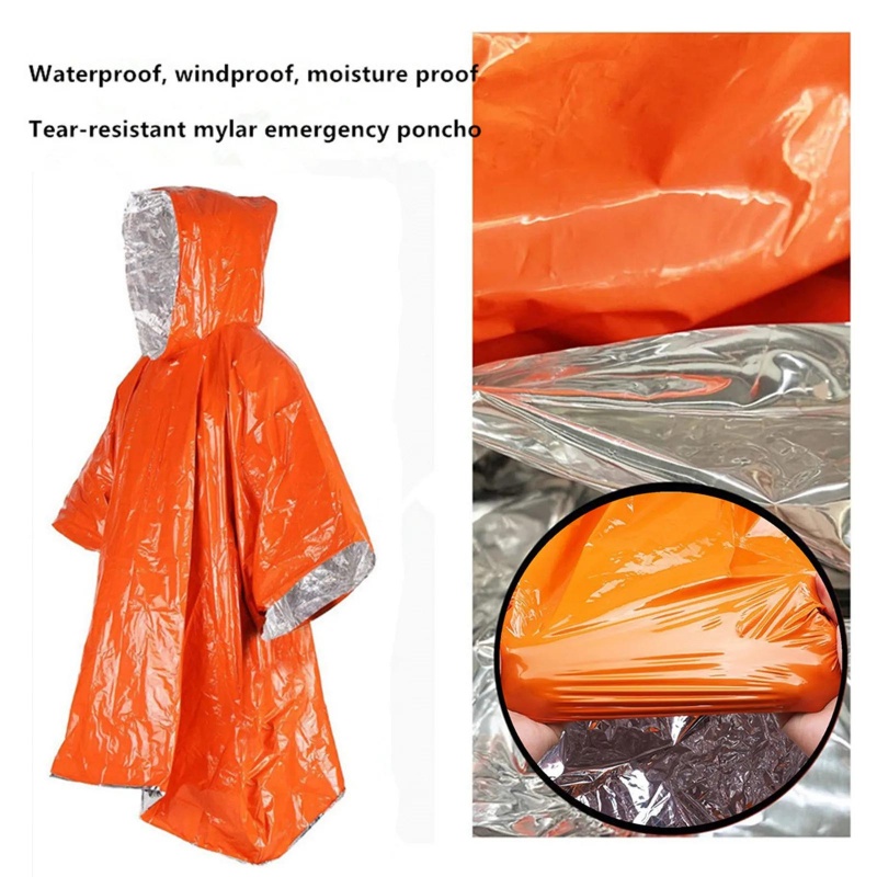Portable Emergency Poncho 4‑Pi - Survival Blanket Reflective 评论和价格