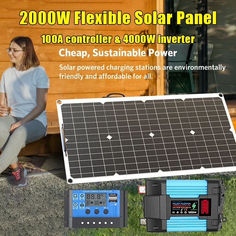 4000W Solar Panel Kit 12V To 1 - Solar Emergency Charger 评论和价格